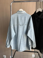 Denim Jacket 2024 traf Spring new all-cotton large pockets embellished loose version of women's shirt-style denim jacket